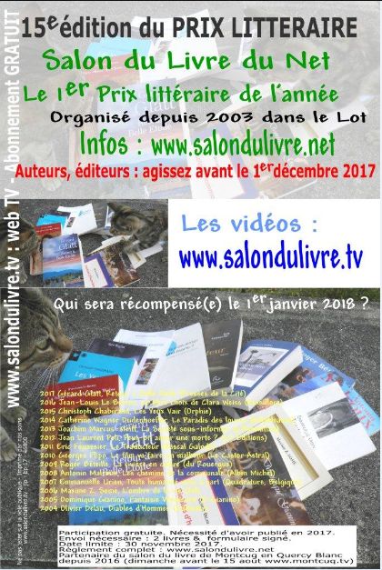 flyer 2018 du PRIX LITTERAIRE du Salon du Livre du Net